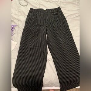 Black Pinstripe Wide-Leg Pants